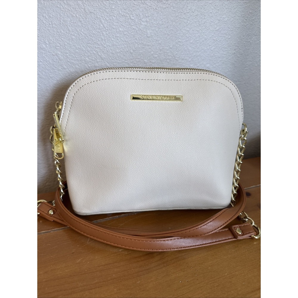 Steve Madden BMaggie Dome Crossbody Purse Ivory Gold‎ Hardware NWOT